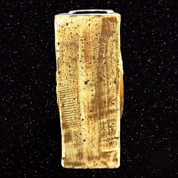 Joy Elaine Praznik Art Pottery Paper Bag Vase Hand Made Signed 6.5”T 5.5”W - Picture 4 of 9